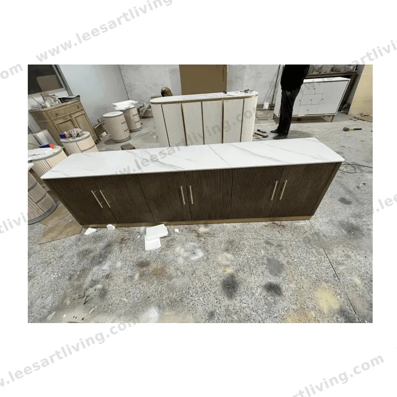 #77692 Modern Wood Stone Top Sideboard Cabinet Living Room Bedroom Storage Console