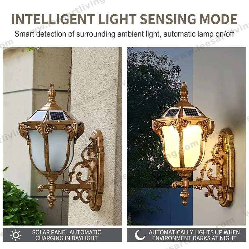 HJ-BD-157 Outdoor Wall lamp European Solar Wall-mounted Outdoor Light Hotel Lobby Waterproof Villa Garden Vintage Courtyard Waterproof electric Wall Hanging Lamp