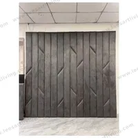 #07778-2 Conjunto de Dormitorio de Lujo Panel de Pared Tapizado Gris Oscuro a Medida con Canal Vertical y Detalle Geométrico Chevron para Cabecero Pared Decorativa y Mobiliario Suave Integral OEM ODM