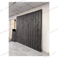 #07778-2 Conjunto de Dormitorio de Lujo Panel de Pared Tapizado Gris Oscuro a Medida con Canal Vertical y Detalle Geométrico Chevron para Cabecero Pared Decorativa y Mobiliario Suave Integral OEM ODM