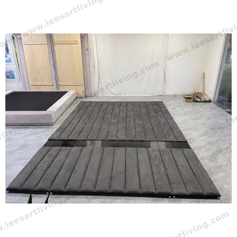 #07778-3 Luxury Bedroom Set Upholstered Soft Wall Panel Background Interior Decoration Custom High Big Headboard Villa Bed