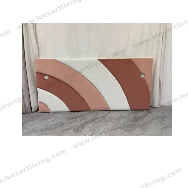 #07781 Luxury Bedroom Set Custom Upholstered Curved Headboard Wall Panel With Modern Geometric Color Block Design OEM ODM Whole House Soft Furniture