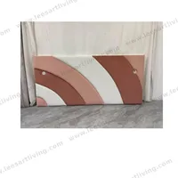 #07781 Conjunto de Dormitorio de Lujo con Cabecero Curvo Tapizado y Panel de Pared con Diseño Geométrico Moderno de Bloques de Color OEM ODM Mobiliario Suave para Toda la Casa