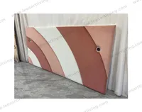 #07781 Conjunto de Dormitorio de Lujo con Cabecero Curvo Tapizado y Panel de Pared con Diseño Geométrico Moderno de Bloques de Color OEM ODM Mobiliario Suave para Toda la Casa